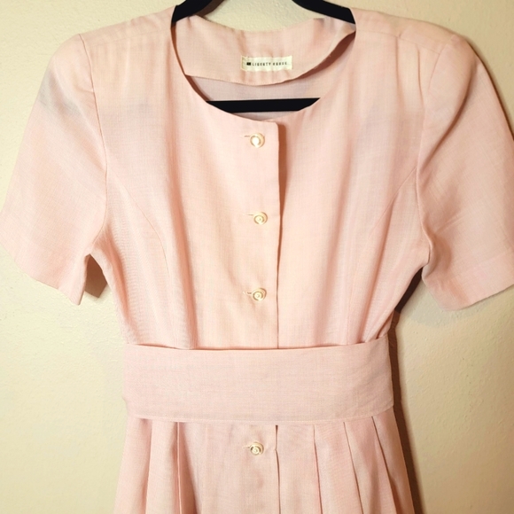 Vintage Liberty house Pink and white candy stripe Button up fit in flare dress - Picture 3 of 9